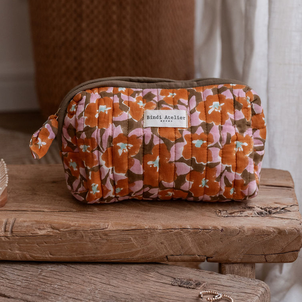 波絲甜肉桂橘棕 | 小款化妝包