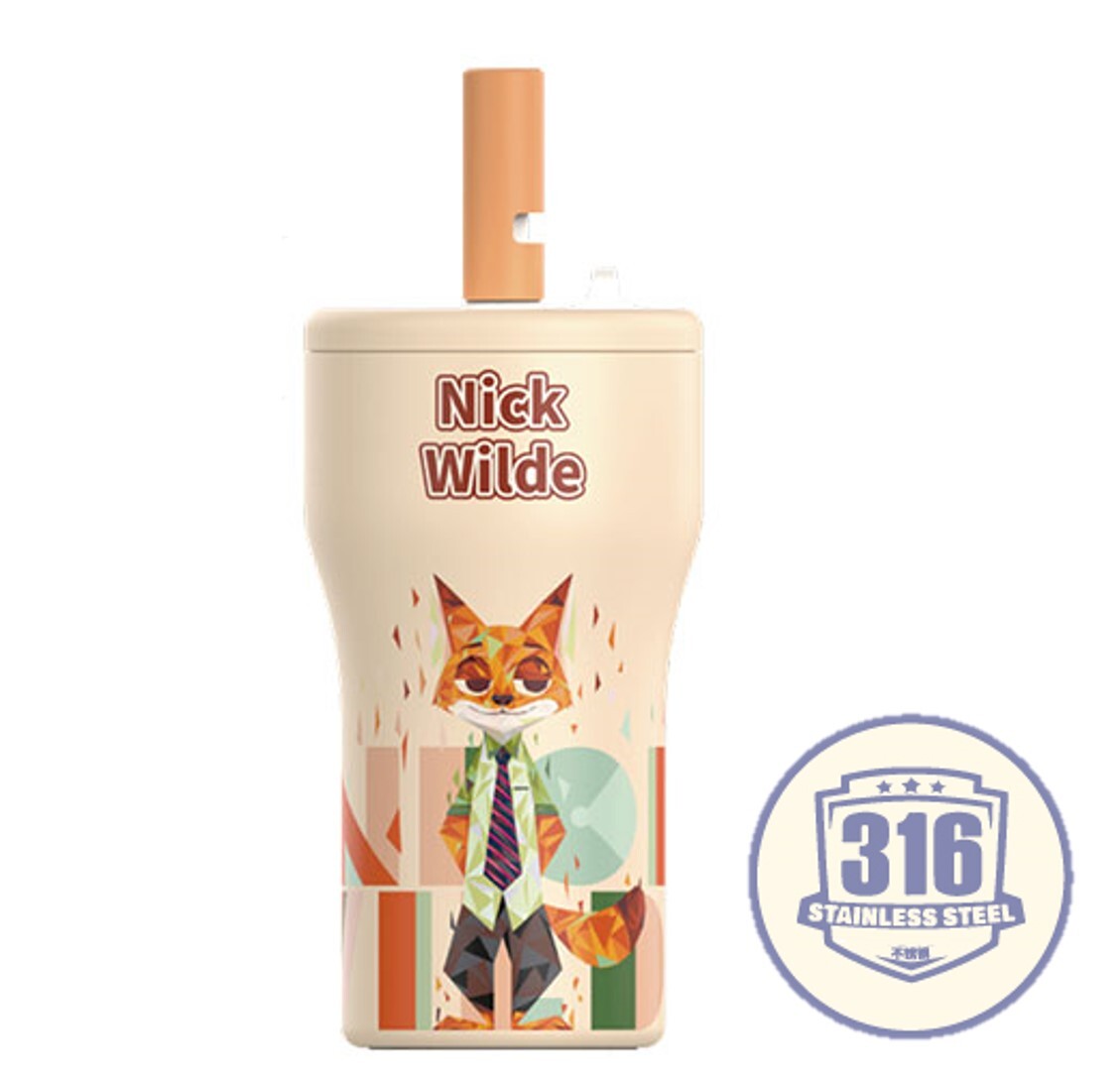 迪士尼優獸大都會|兩段開合式吸管保温咖啡杯 |阿力