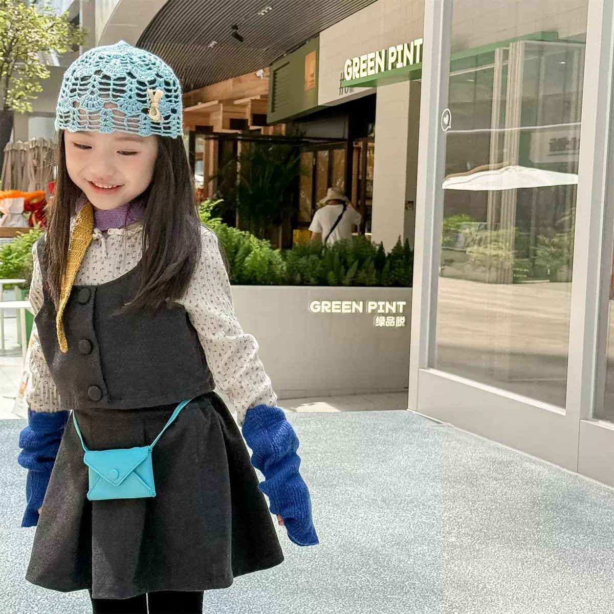 兩色疊穿毛呢背心裙子組