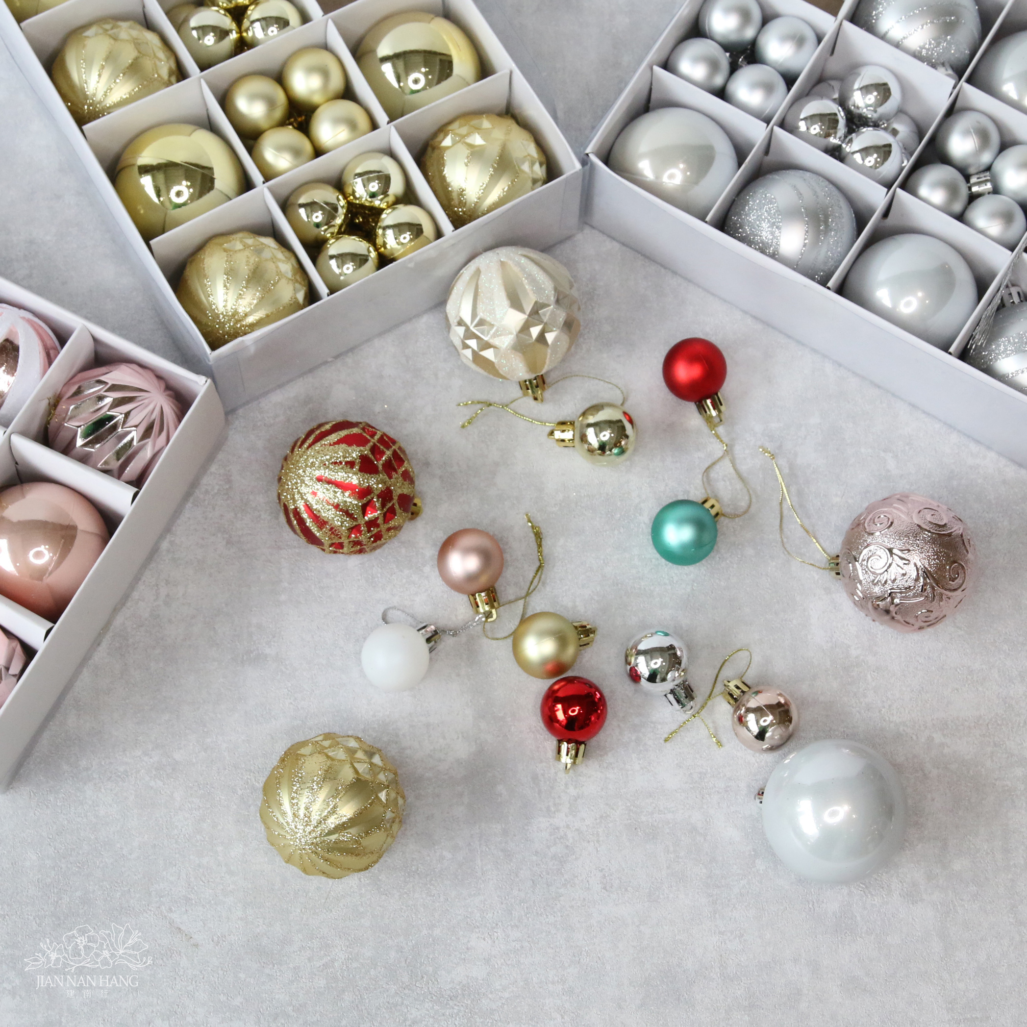 裝飾 3+6CM 綜合聖誕球 40入 5色