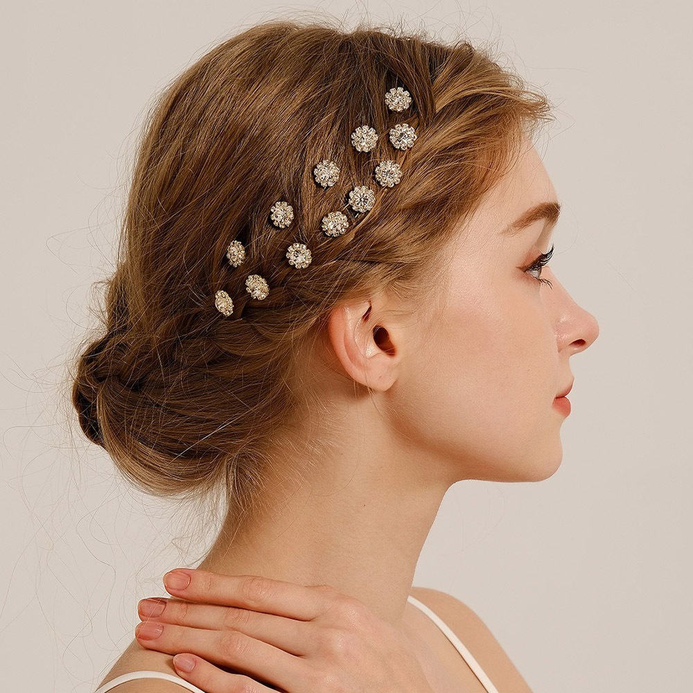 髮飾 髮簪 飾品 水鑽髮夾 歐美風 頭飾 新娘發簪 新娘飾品 盤髮神器 側邊夾 小夾子 氣質髮夾 送媽媽 玫瑰金 040