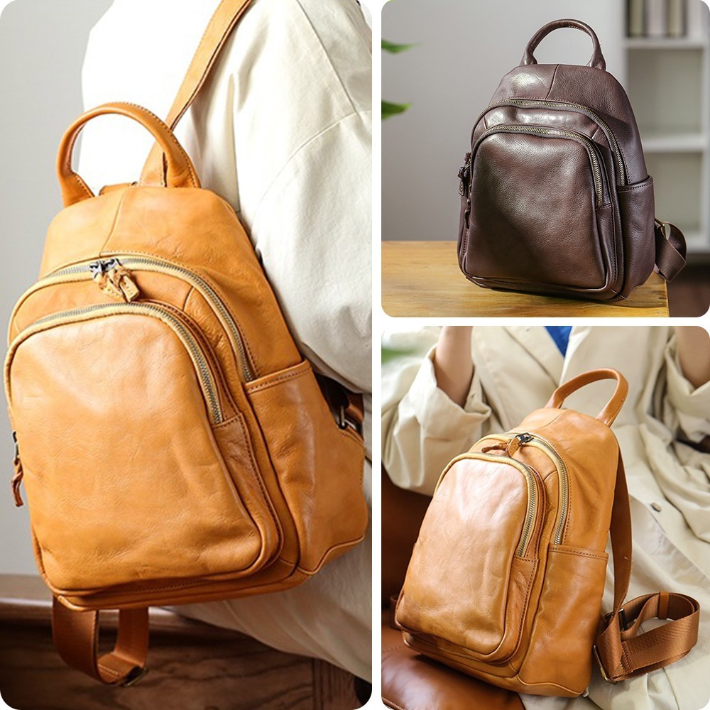 包包 女生包包 背包女 後背包 真皮包包 大容量包包 通勤包 牛皮包包 植鞣包 歐美包包 復古包包 禮物 115