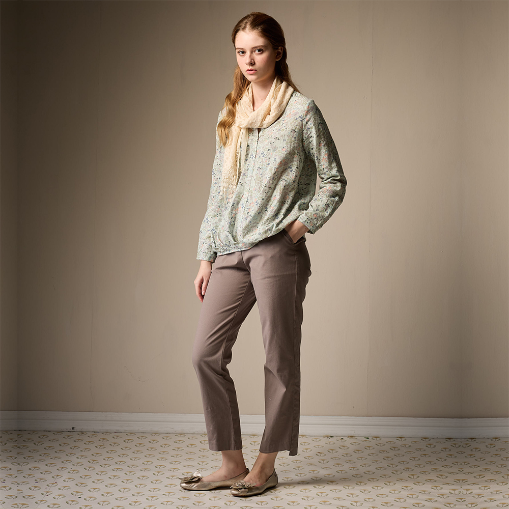 PIPPY簡約休閒彈性棉7分褲 棕