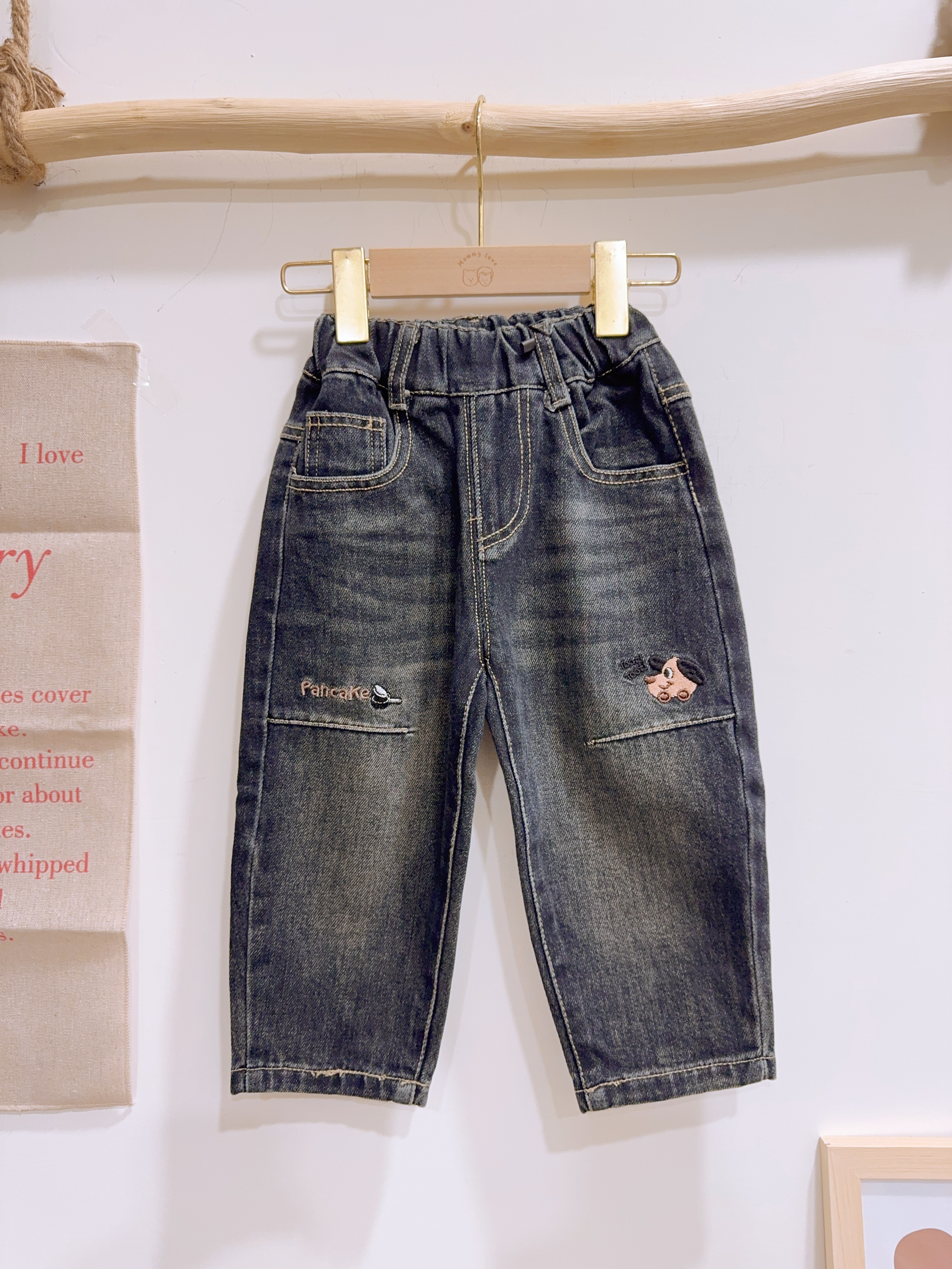 2610刺繡狗狗長褲c43