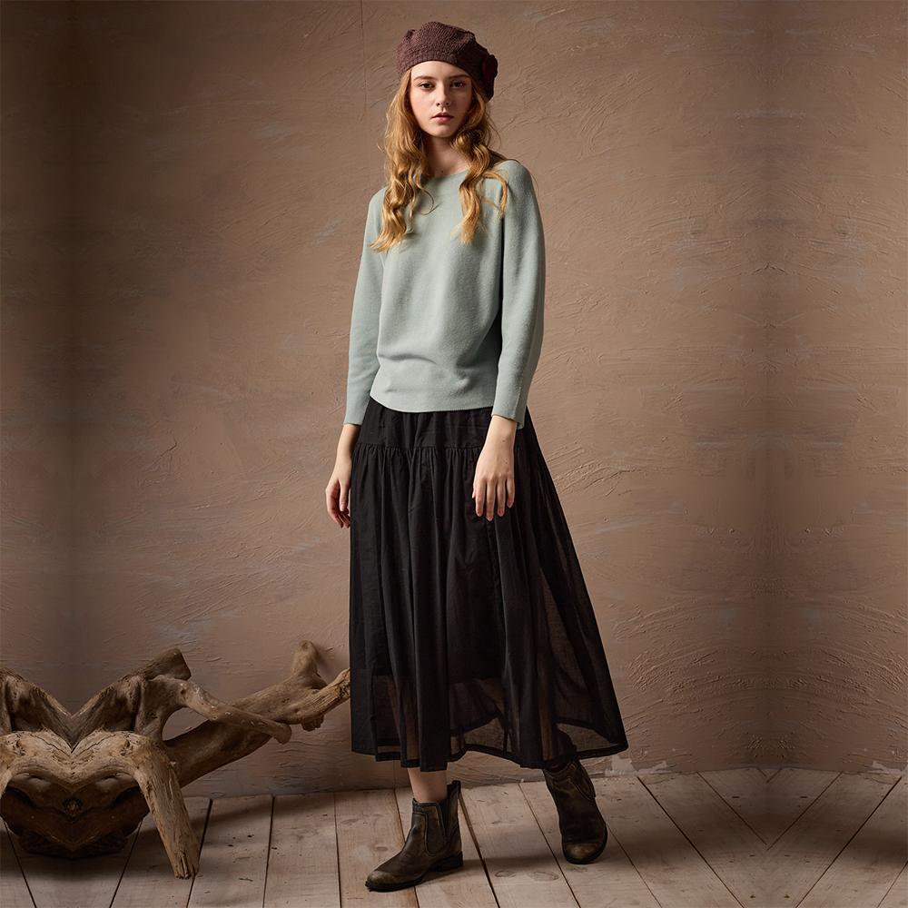 PIPPY 柔美飄逸純棉長裙 黑