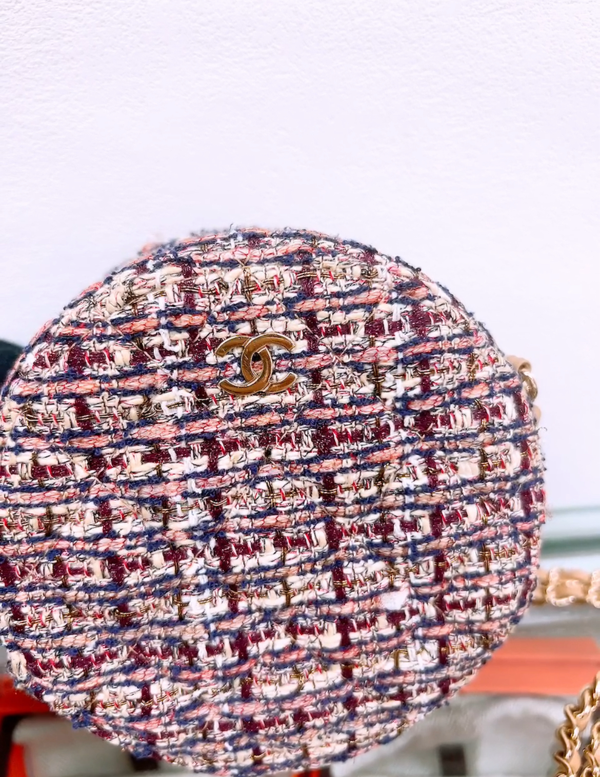 Chanel round bag tweed