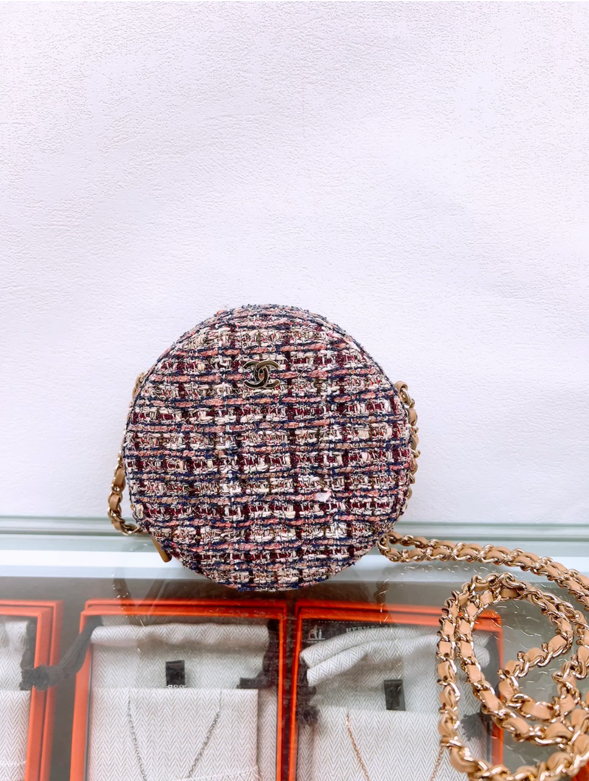 Chanel round bag tweed