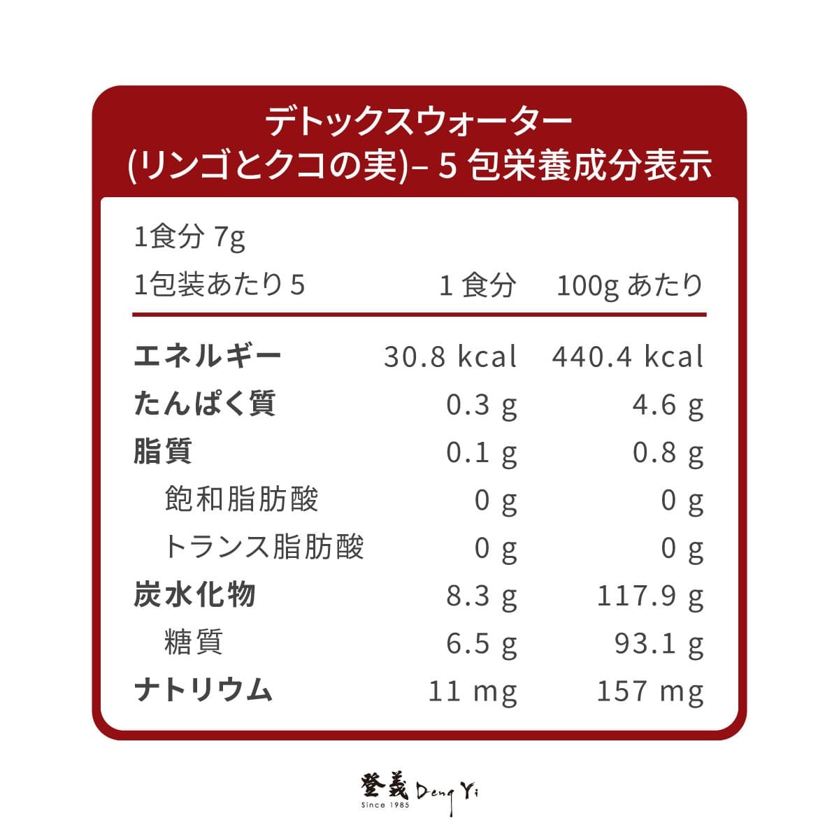 登義蘋枸營養標示