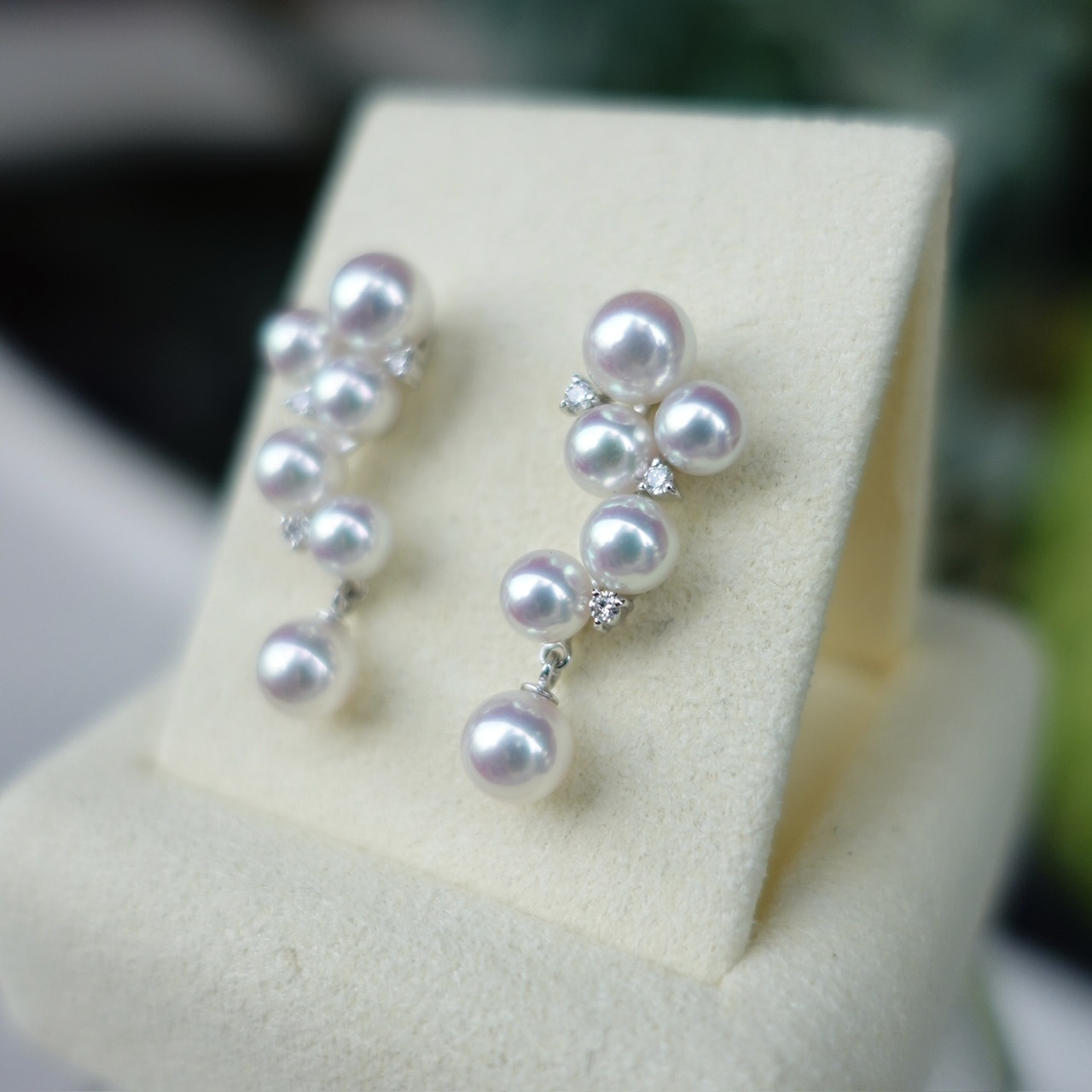 彩凜珠系列 - 18K金日本Baby Akoya珍珠鑽石耳環