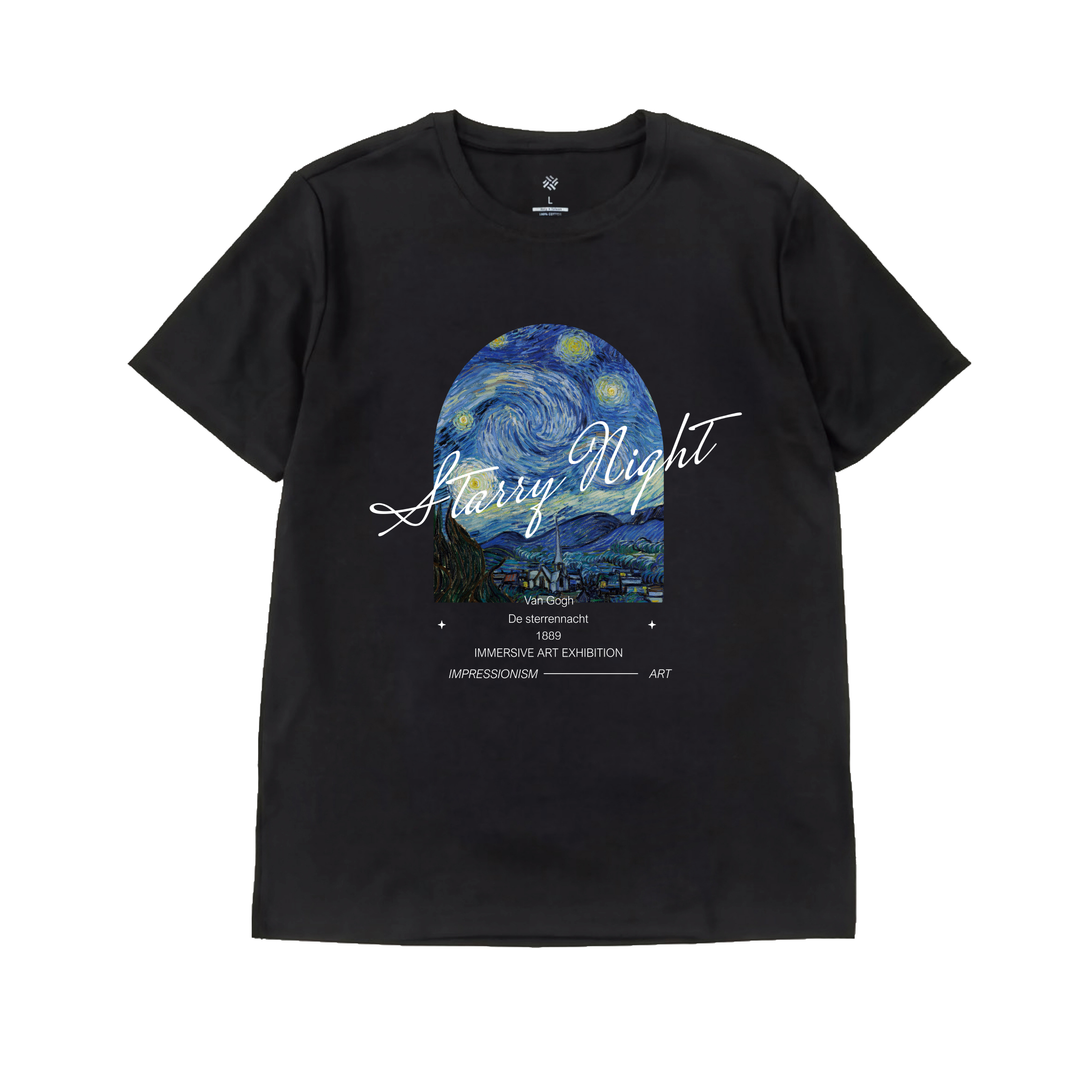 藝術T恤｜梵谷《星夜》黑