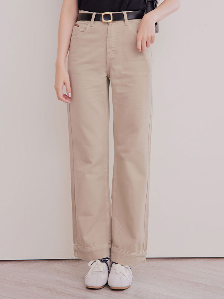 翻邊直筒牛仔褲（YKK拉鍊）