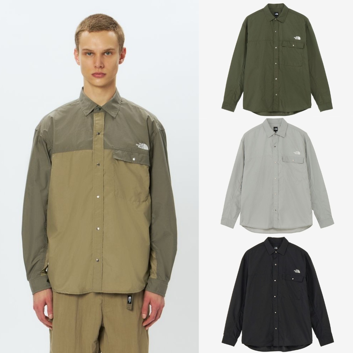 預購┃日本 THE NORTH FACE L/S NUPTSE SHIRT 防潑水 拼接 襯衫