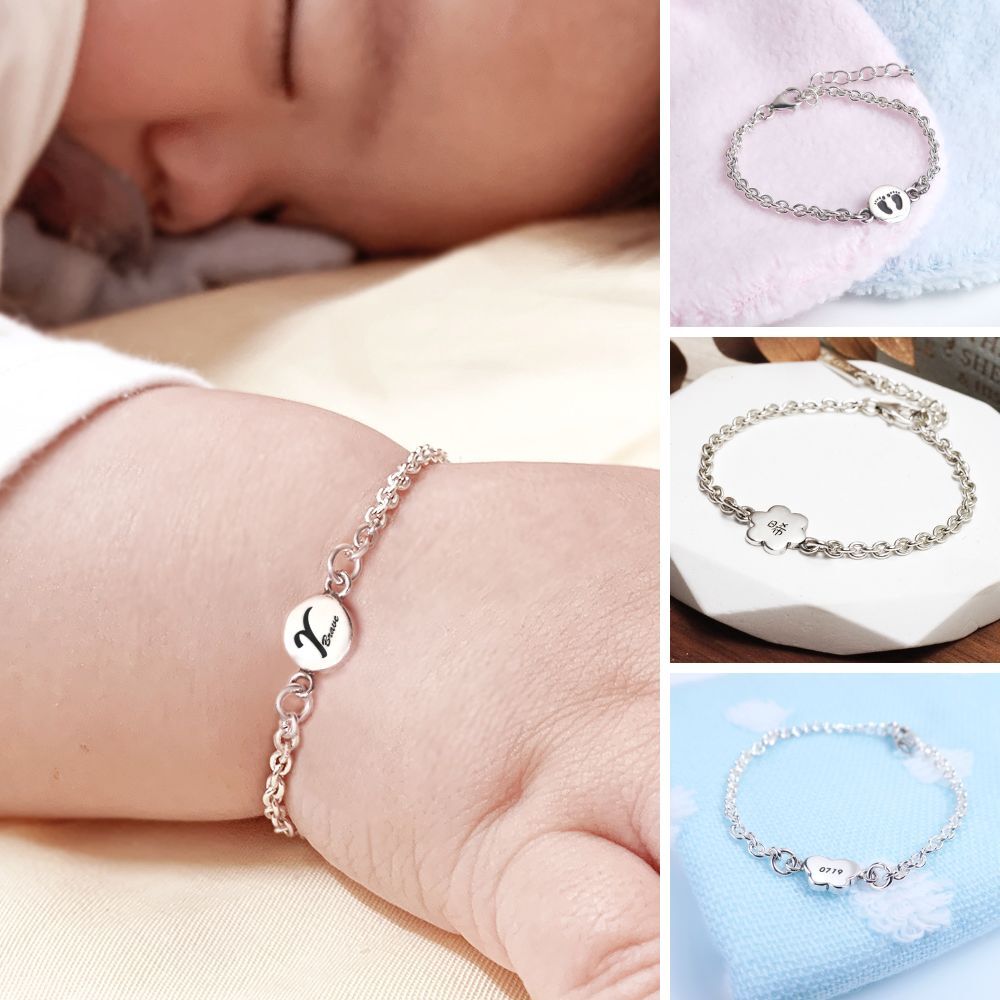 經典造型刻字 兒童手鍊 925純銀 客製化訂製 小朋友 寶寶手鍊 親子銀飾