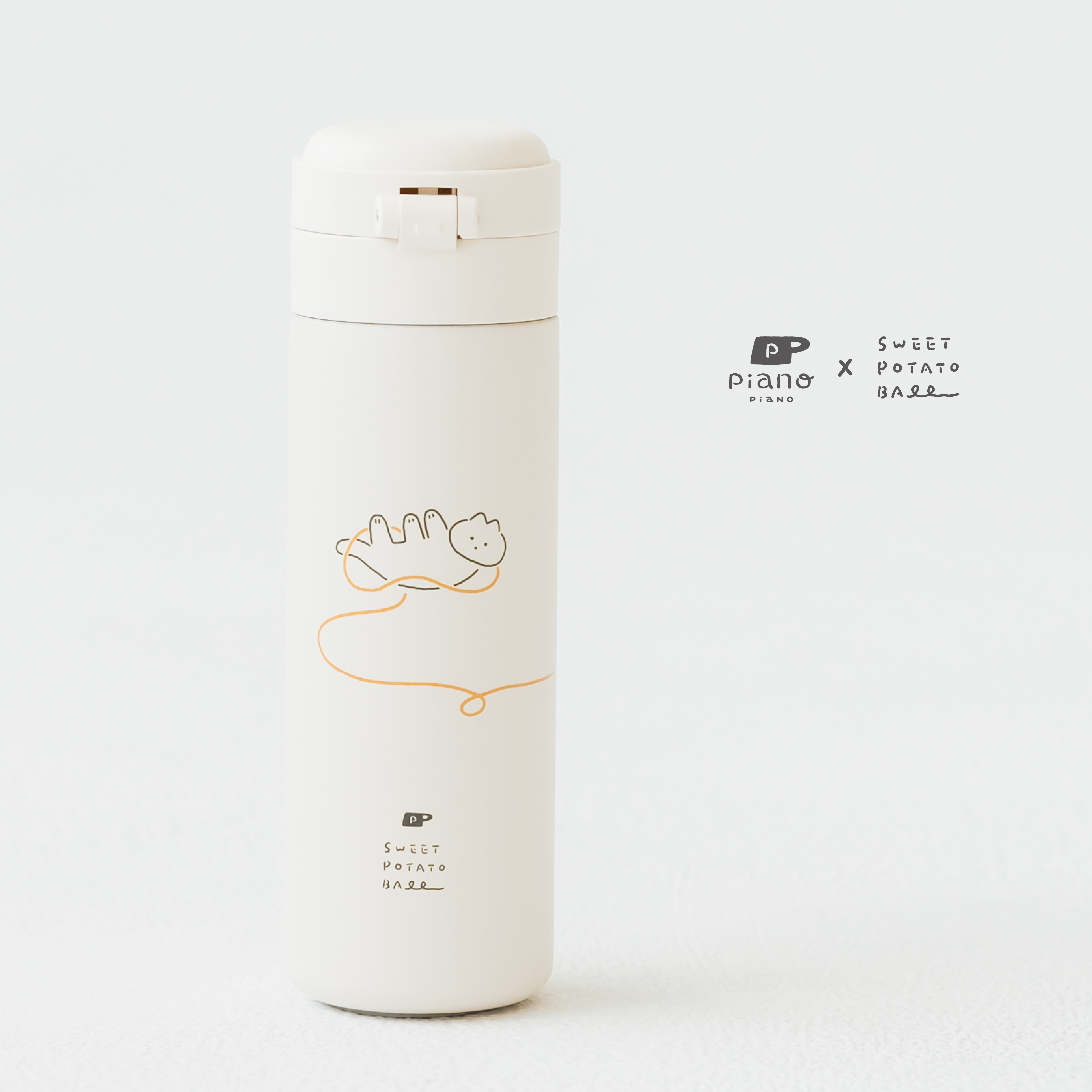 【 慢慢挑 x 地呱球-保溫杯】彈蓋可鎖極輕450ml（304不銹鋼，無塗層）