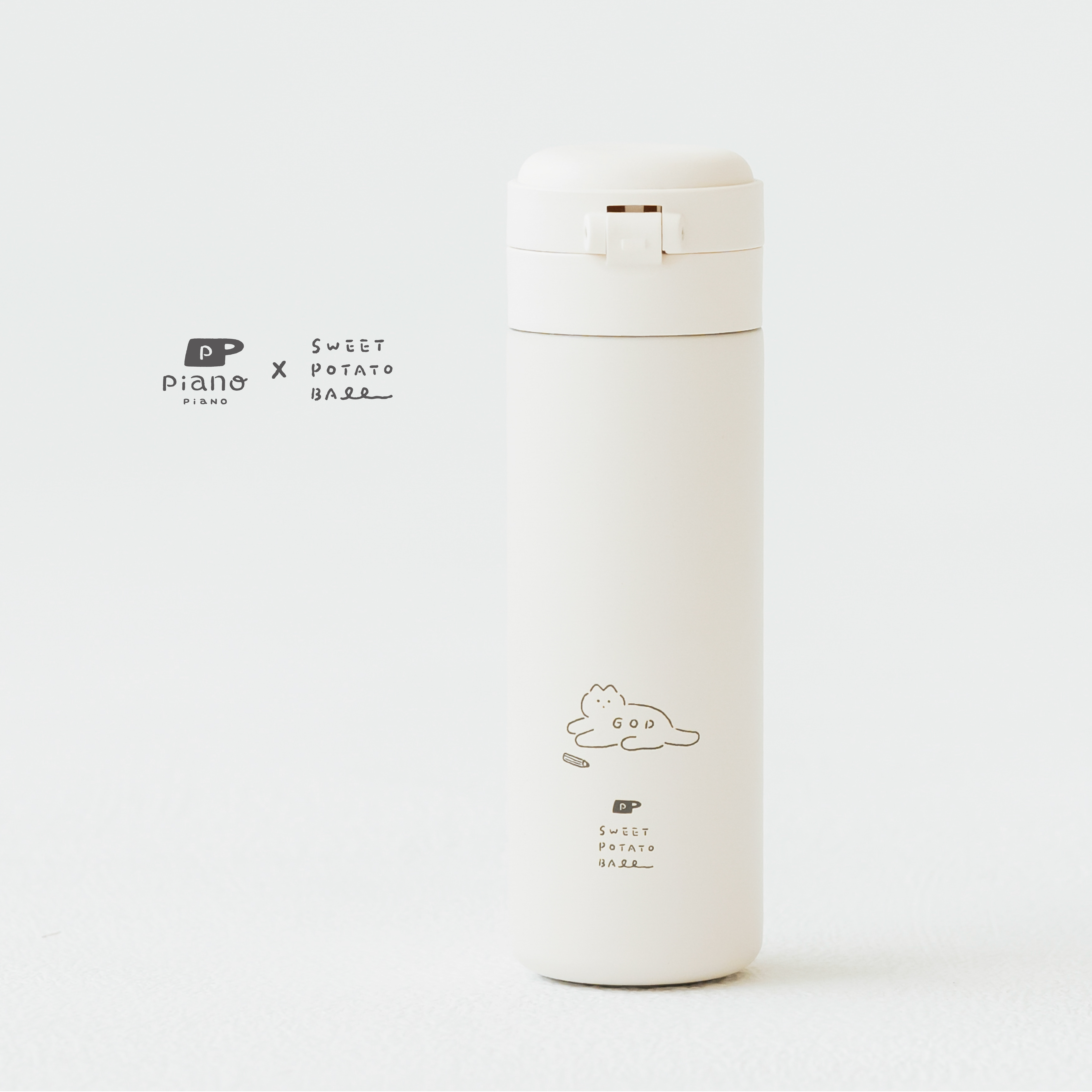 【 慢慢挑 x 地呱球-保溫杯】彈蓋可鎖極輕450ml（304不銹鋼，無塗層）