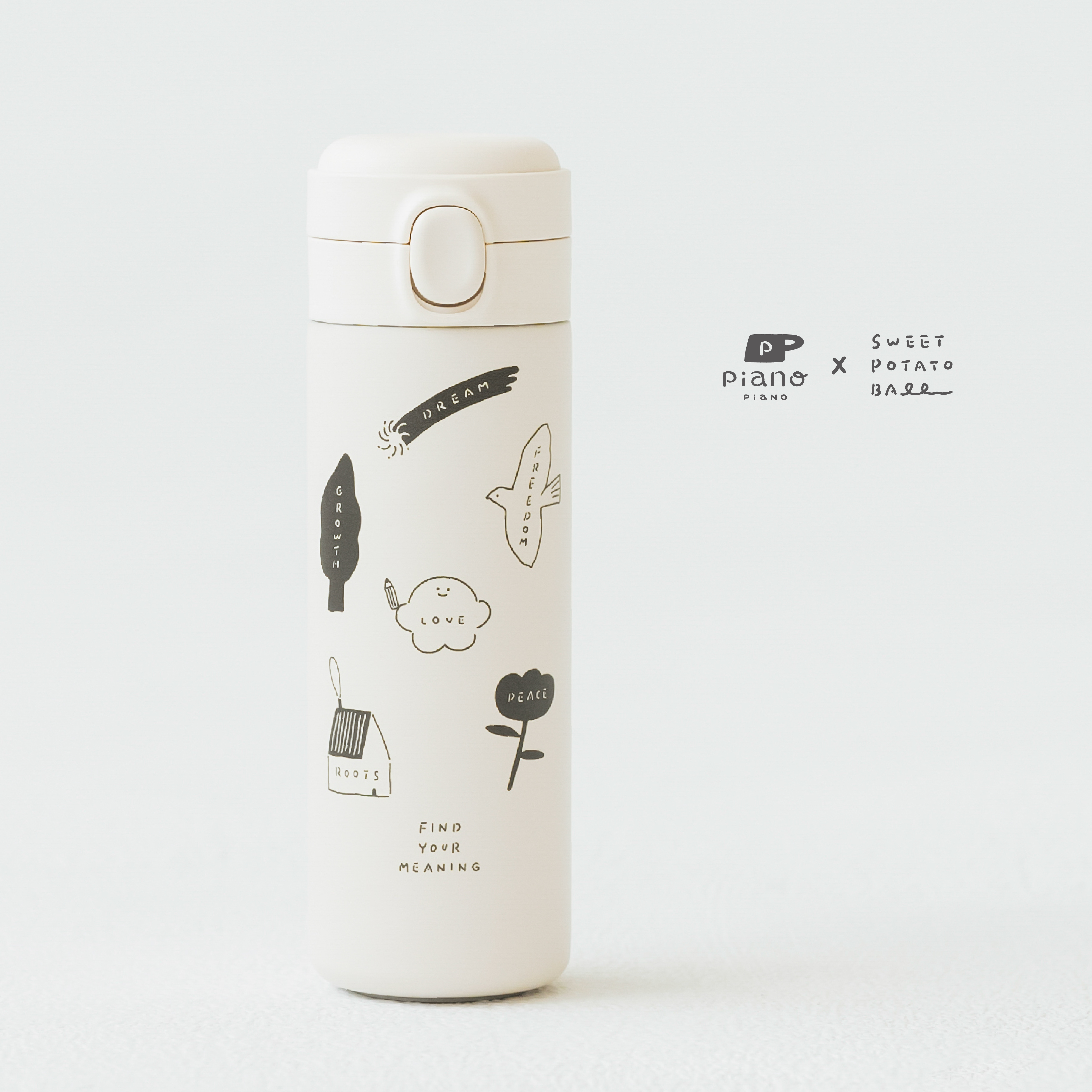 【 慢慢挑 x 地呱球-保溫杯】彈蓋可鎖極輕450ml（304不銹鋼，無塗層）