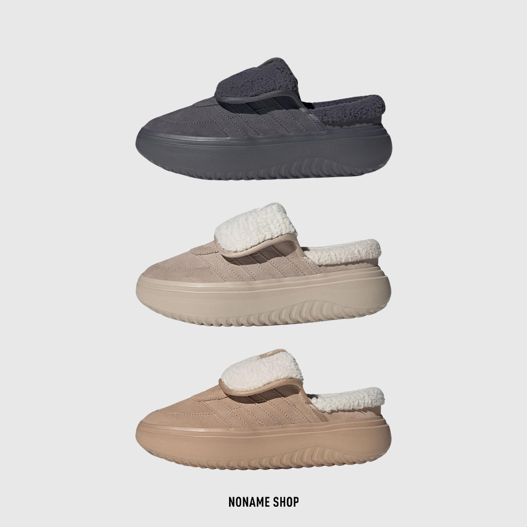 ADIDAS GRAND COURT MULE 翻鞋舌 懶人鞋 毛絨 厚底 麵包 拖鞋 三色 (女款)