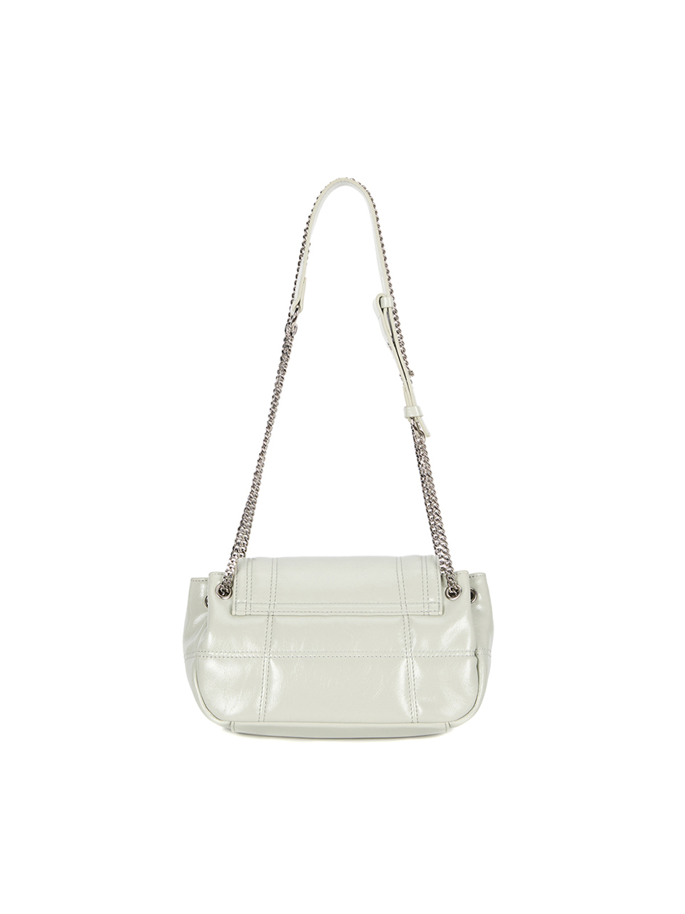 皮革鍊條絎縫包 淺灰