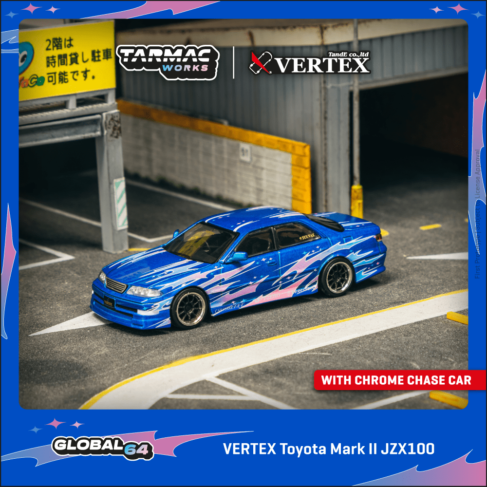 Tarmac 1/64 VERTEX Toyota Mark II JZX100 - Blue Metalli
