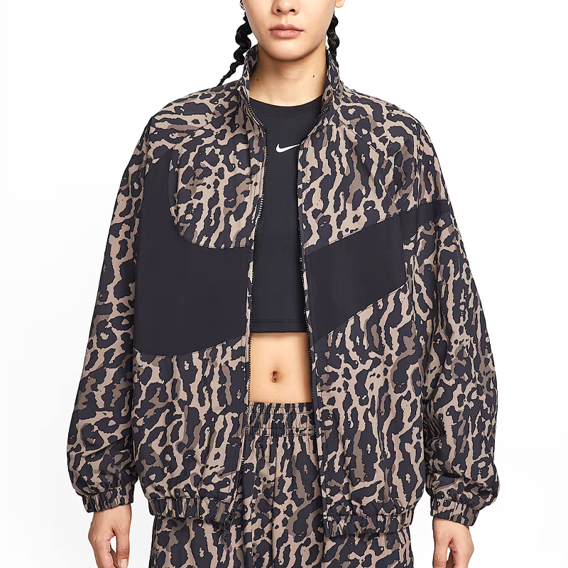 Nike Sportswear 棕黑豹紋 梭織印花 外套 女款 IB7264-010 [台灣現貨]