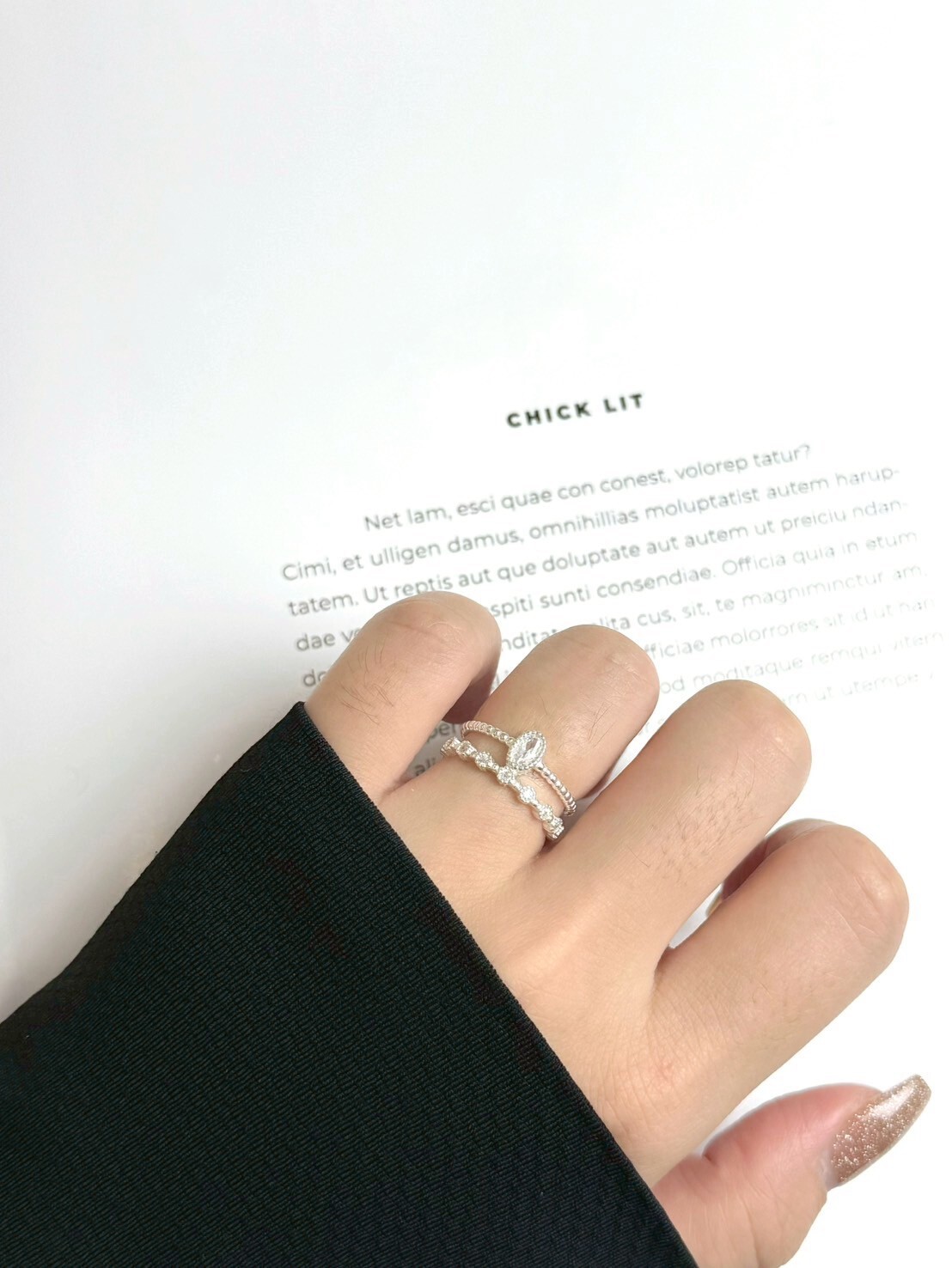 鋯石雙層純銀戒指