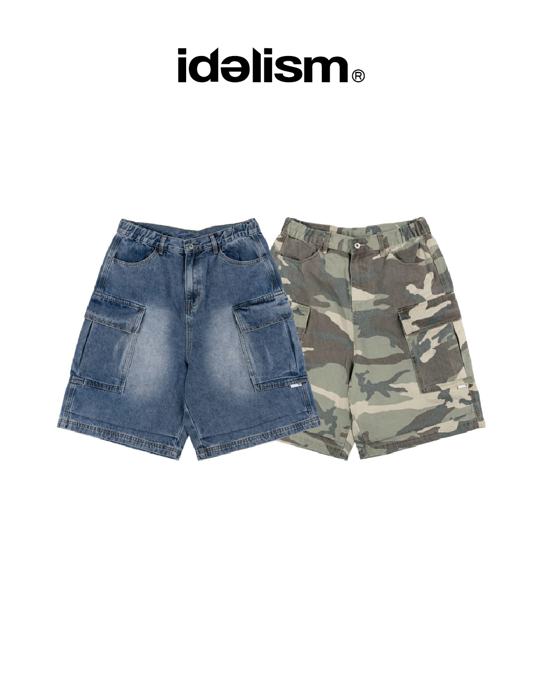 idealism 五分摺袋褲 單寧 / 迷彩 25 S/S Cargo Jorts