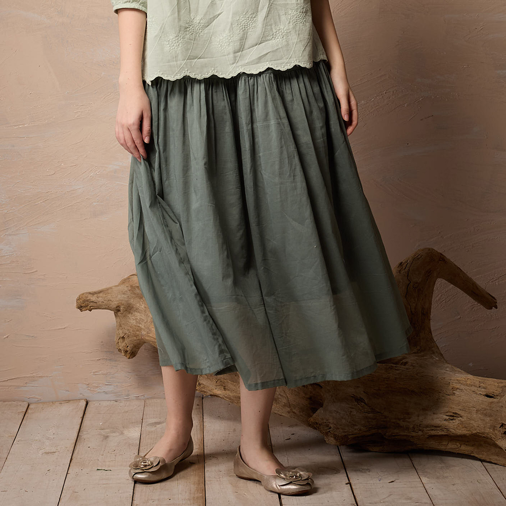 PIPPY 柔美飄逸純棉長裙 綠