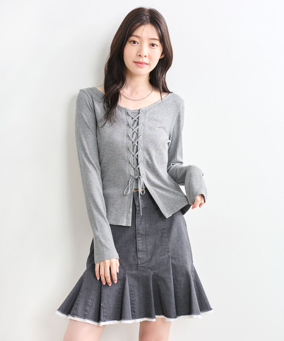 [預購] 折扣 COCO DEAL 前後2WAY綁帶羅紋上衣