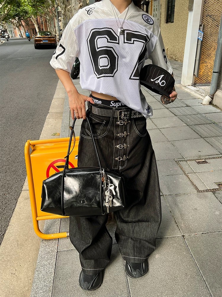 DND4DES 設計感 飛機扣 BAGGY 原色 彎刀 牛仔褲