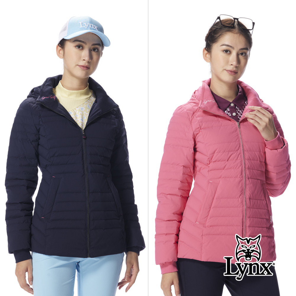 【Lynx Golf】女款長版90/10輕羽絨石磨烯恆溫裡布可拆帽防潑水保暖外套