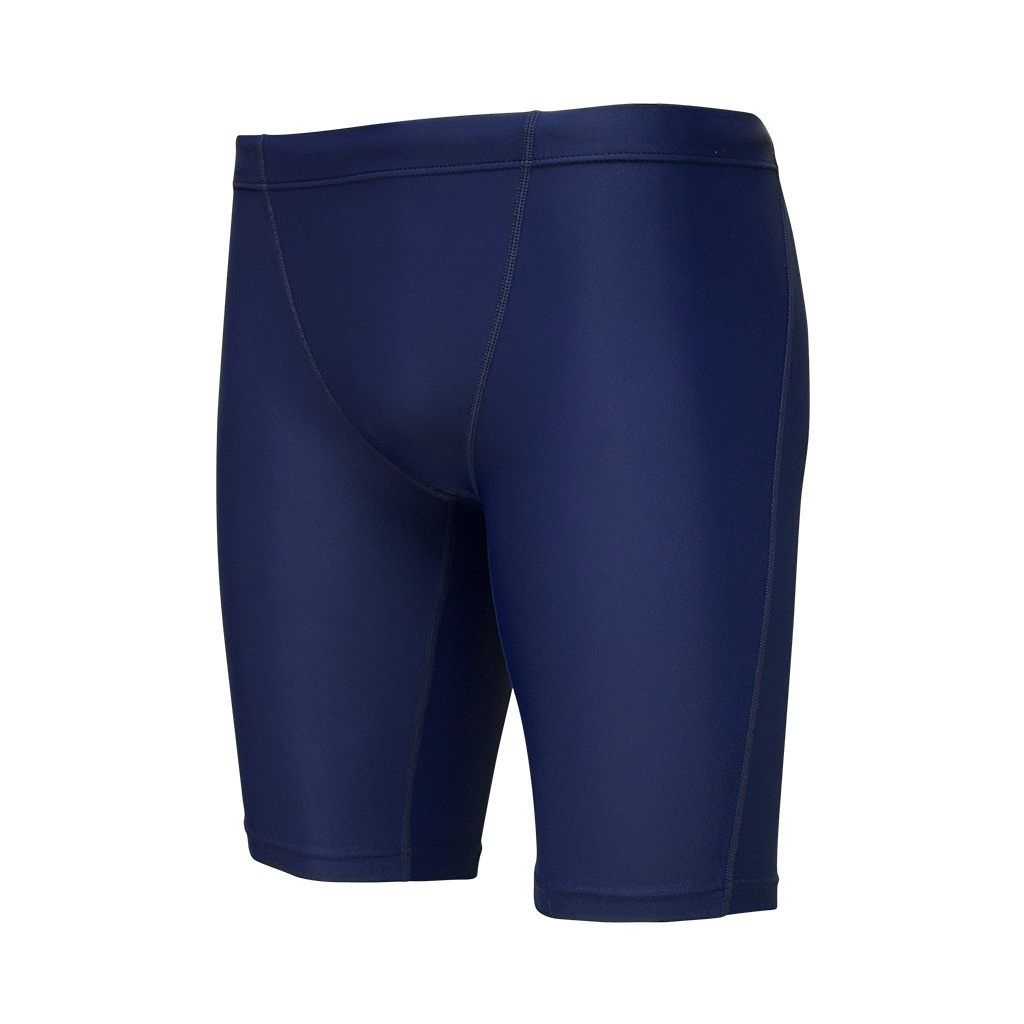 男士純色 V-cut 及膝泳褲 - 深藍