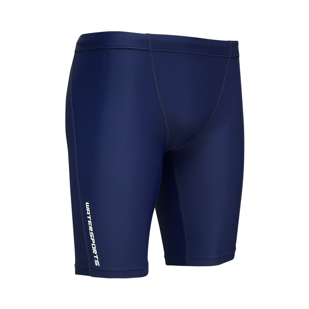 男士純色 V-cut 及膝泳褲 - 深藍