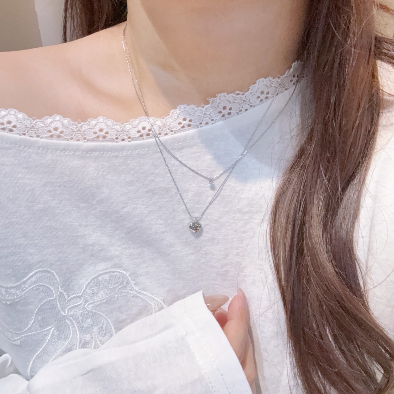 氣質愛心雙層醫療鋼項鍊