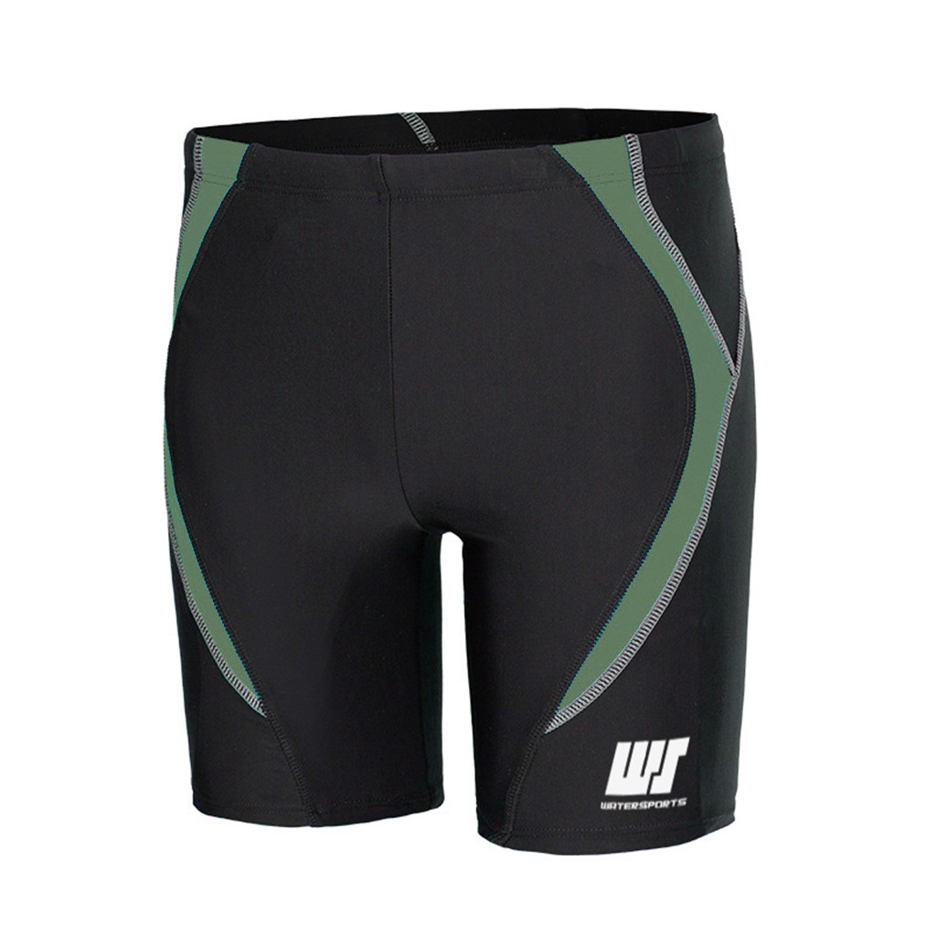 男士配色及膝泳褲 - 黑/綠