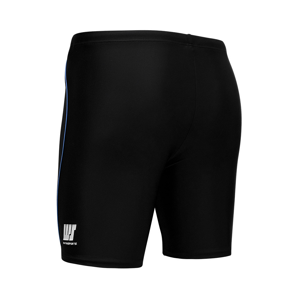 男士顏色條及膝泳褲 - 黑