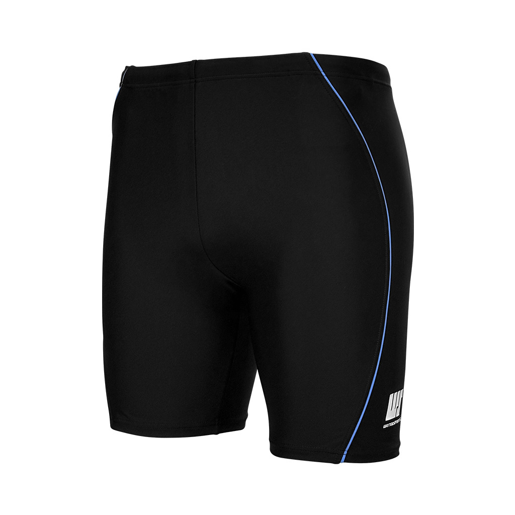 男士顏色條及膝泳褲 - 黑