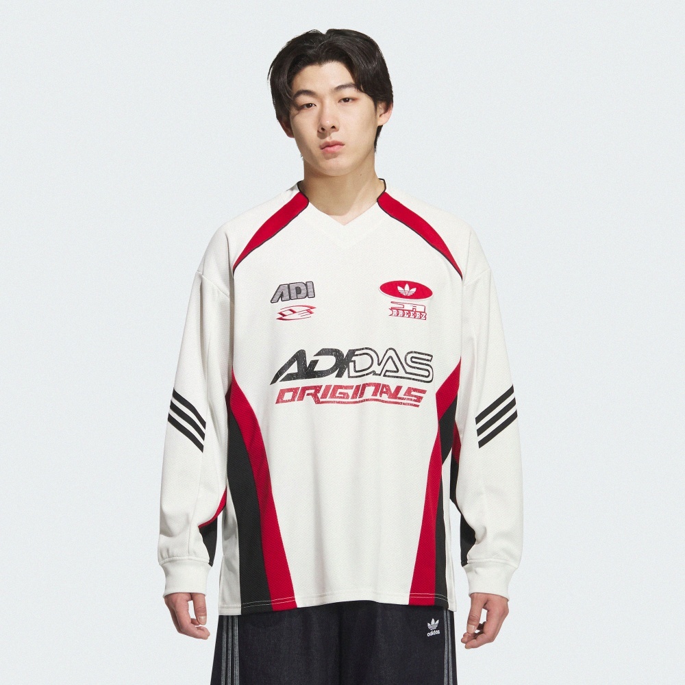 【 adidas MOTO JERSEY M 摩托長袖球衣 - 白 】