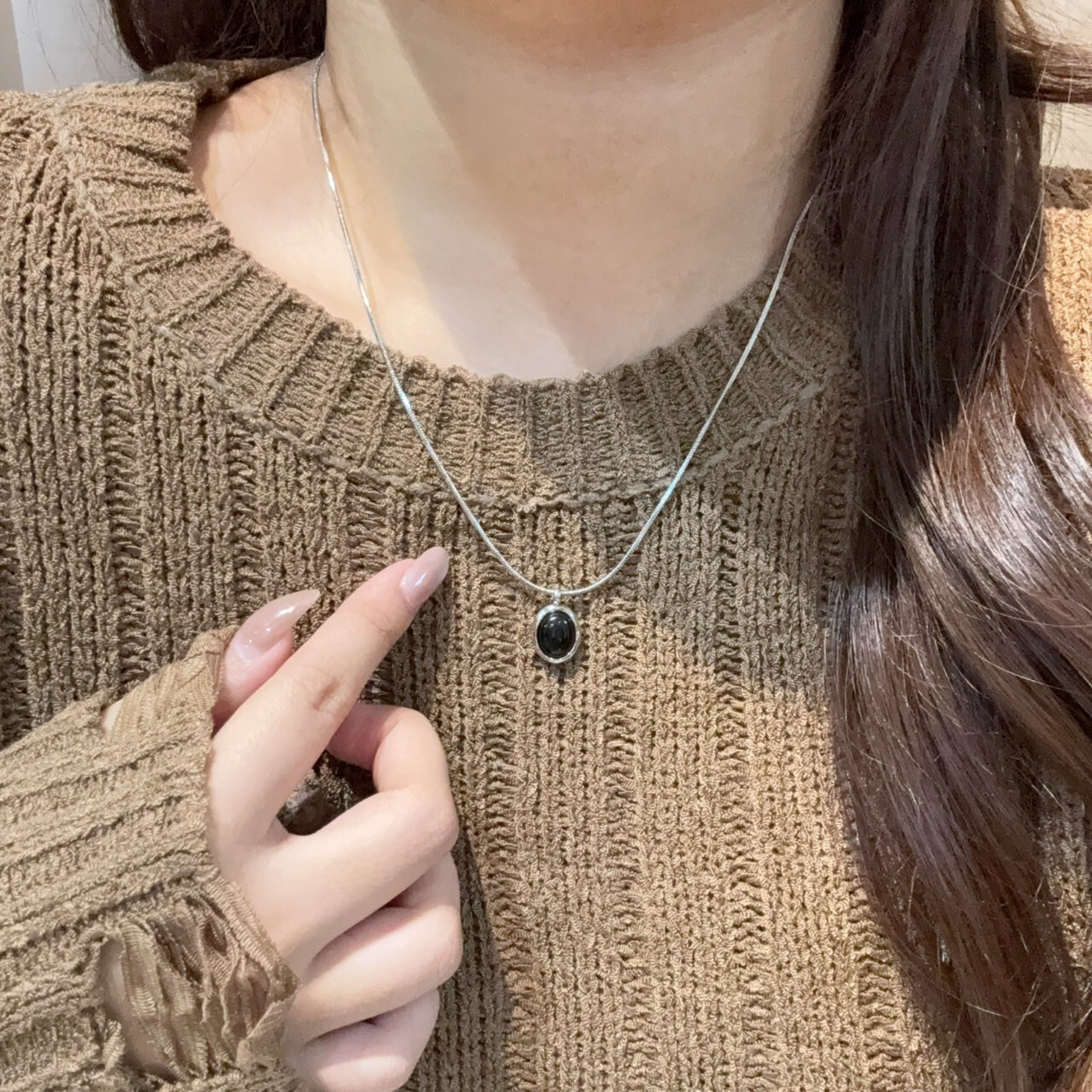 簡約橢圓醫療鋼項鍊