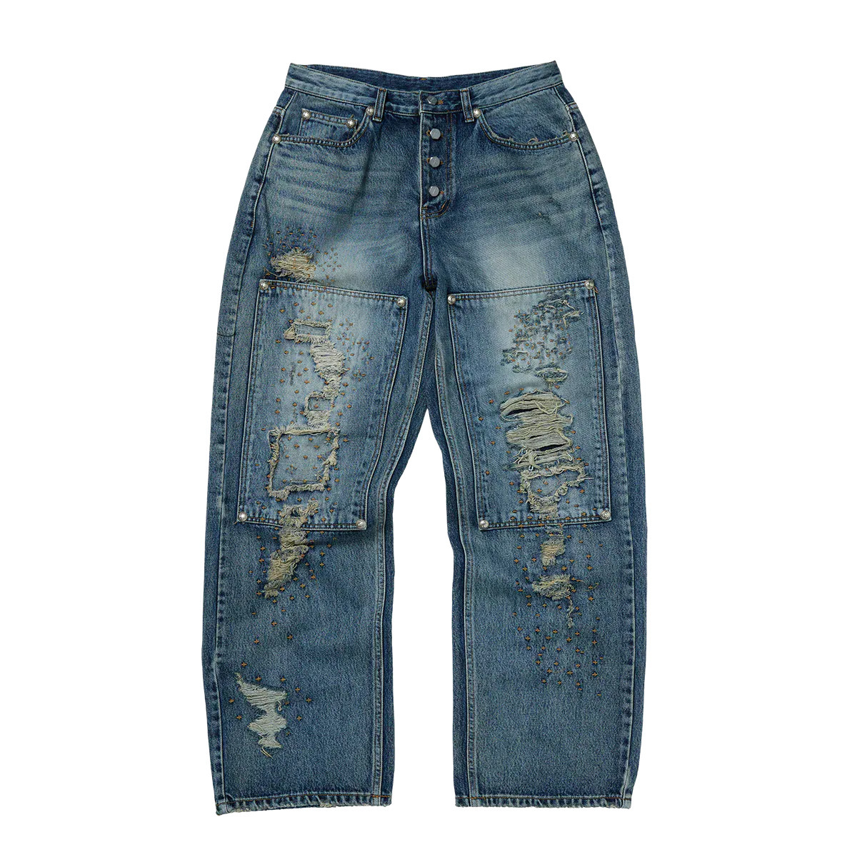 Thug Club｜25FW –Vintage Double Knee Pants (Blue)