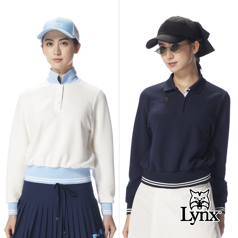 【Lynx Golf】女款立體泡泡棉寬鬆短版羅紋束口POLO衫