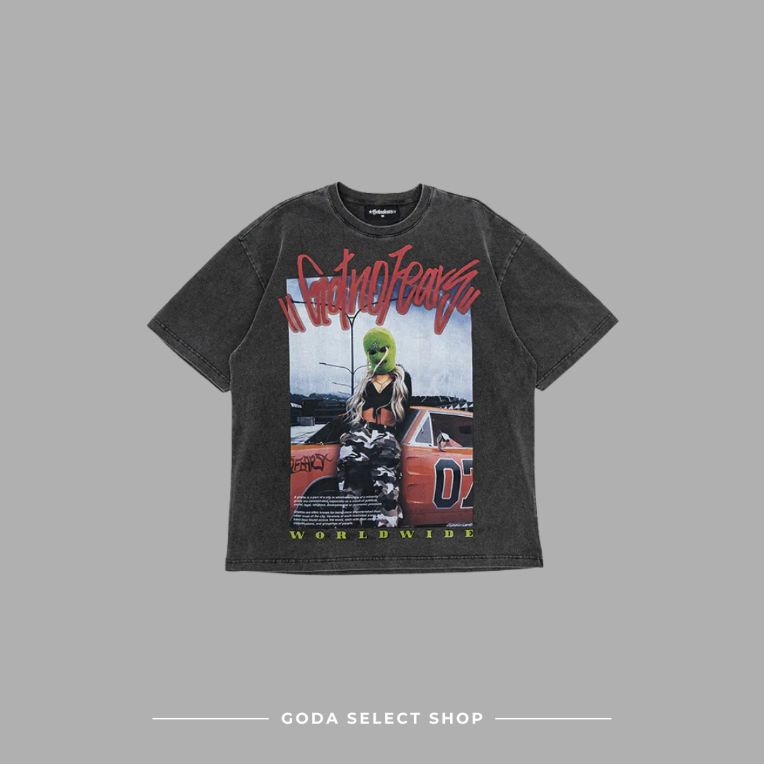 Gotnofears MASKED GIRL ACID WASHED OVERSIZED TEE 面具女孩 仿舊水洗寬版短袖上衣 11033844