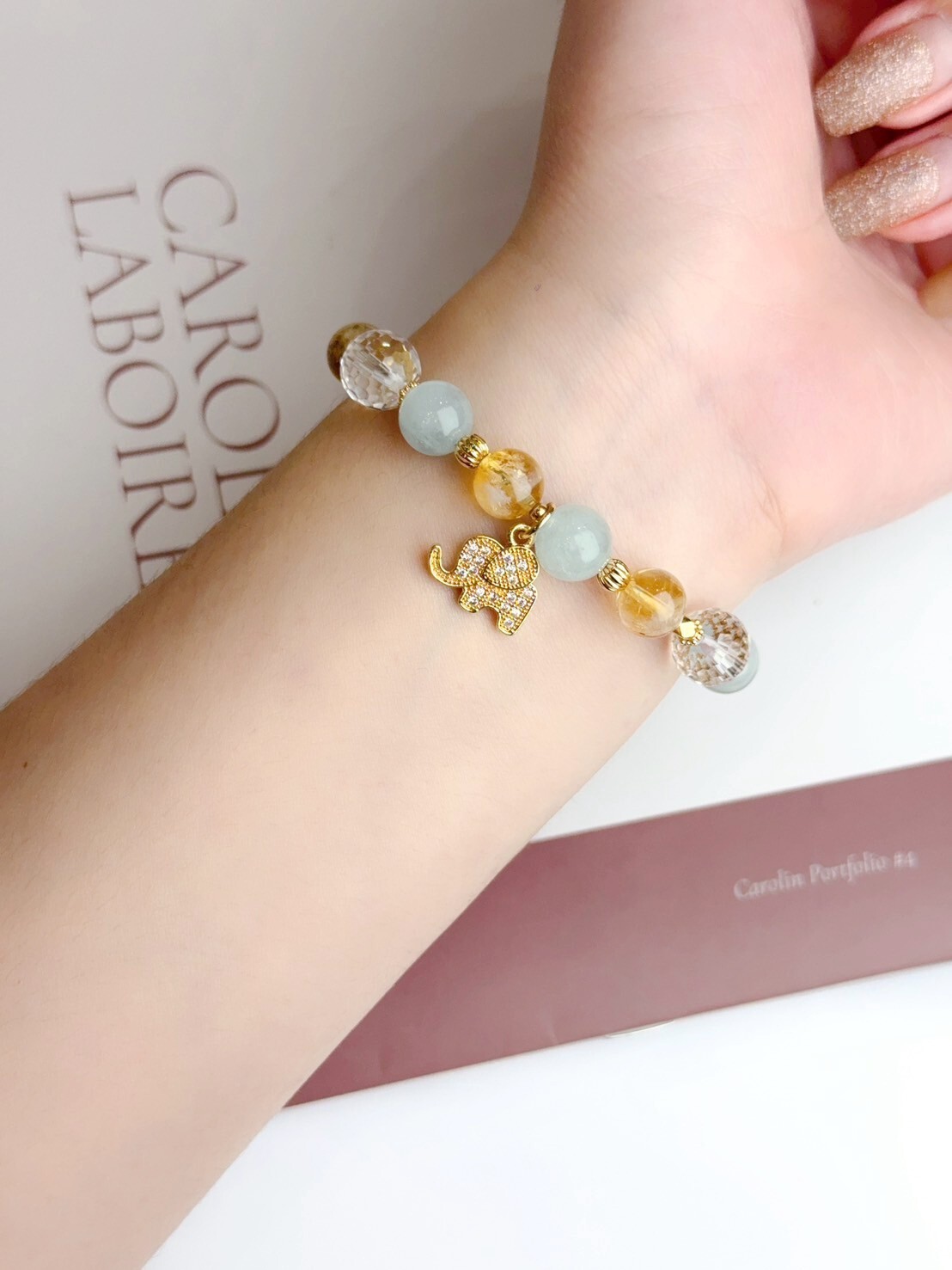 小象黃塔晶/海藍寶/白水晶手鍊