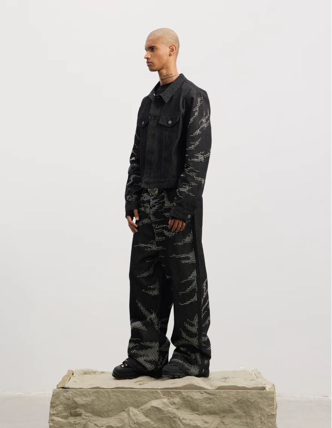 DND4DES 虎紋 燙片 寬短 牛仔 外套