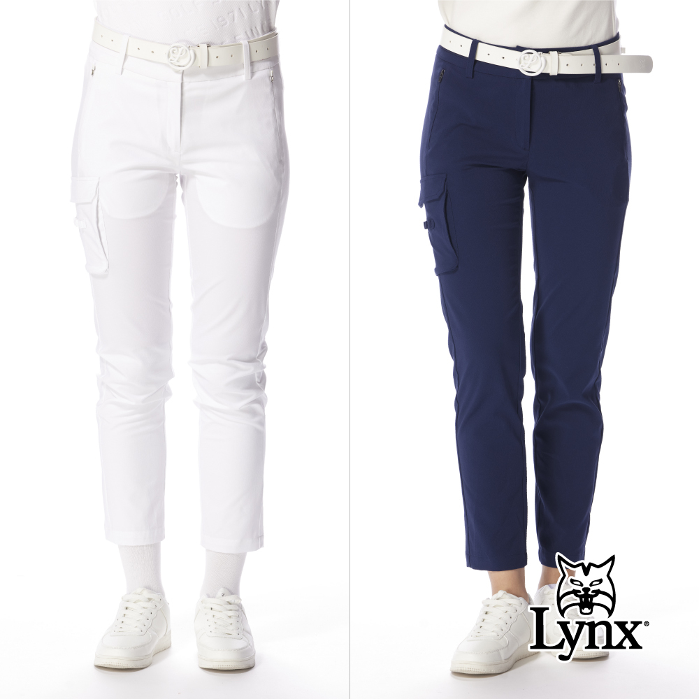 【Lynx Golf】女款新版吸濕排汗四面彈性立體口袋九分設計窄筒褲