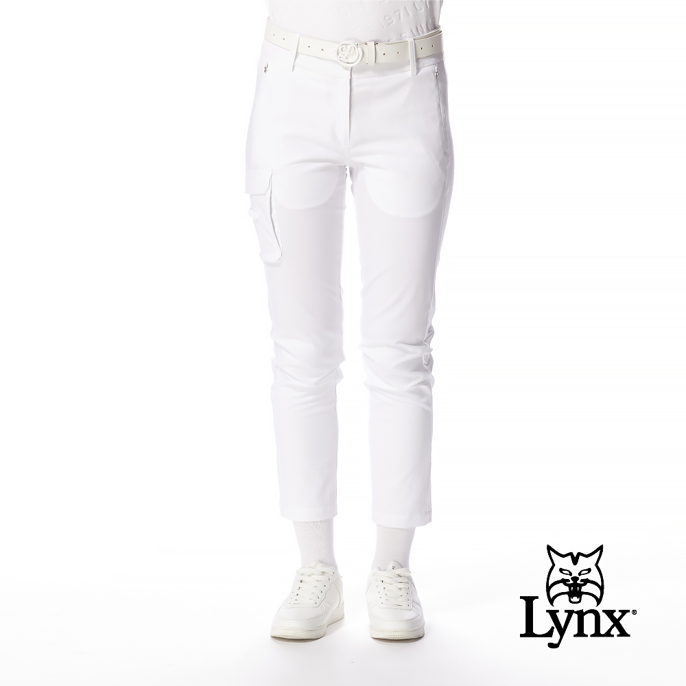 【Lynx Golf】女款新版吸濕排汗四面彈性立體口袋九分設計窄筒褲