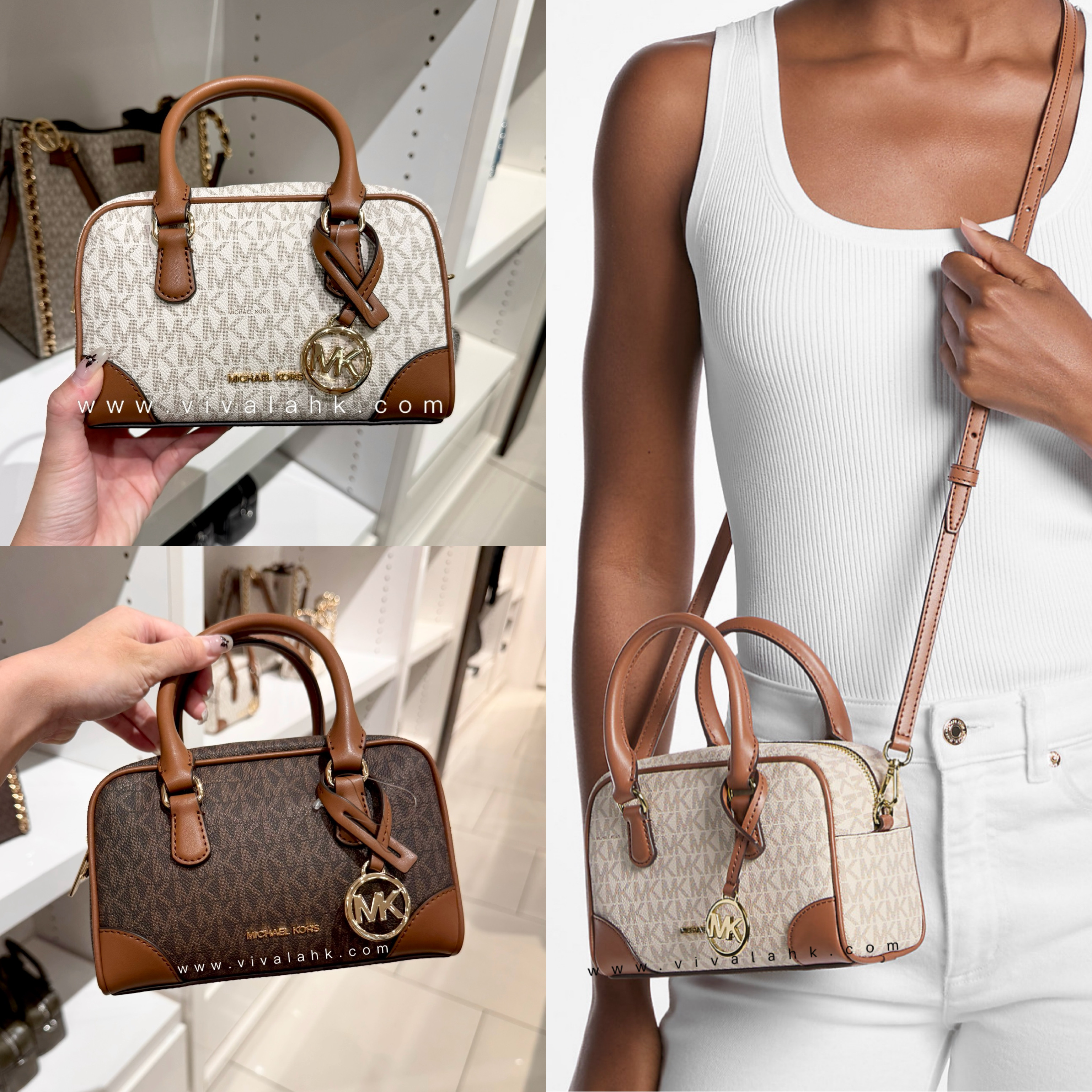 Michael Kors - Thompson 手提+斜孭多用袋 (MK字暗花) (XS) (35F5G7OC0B)