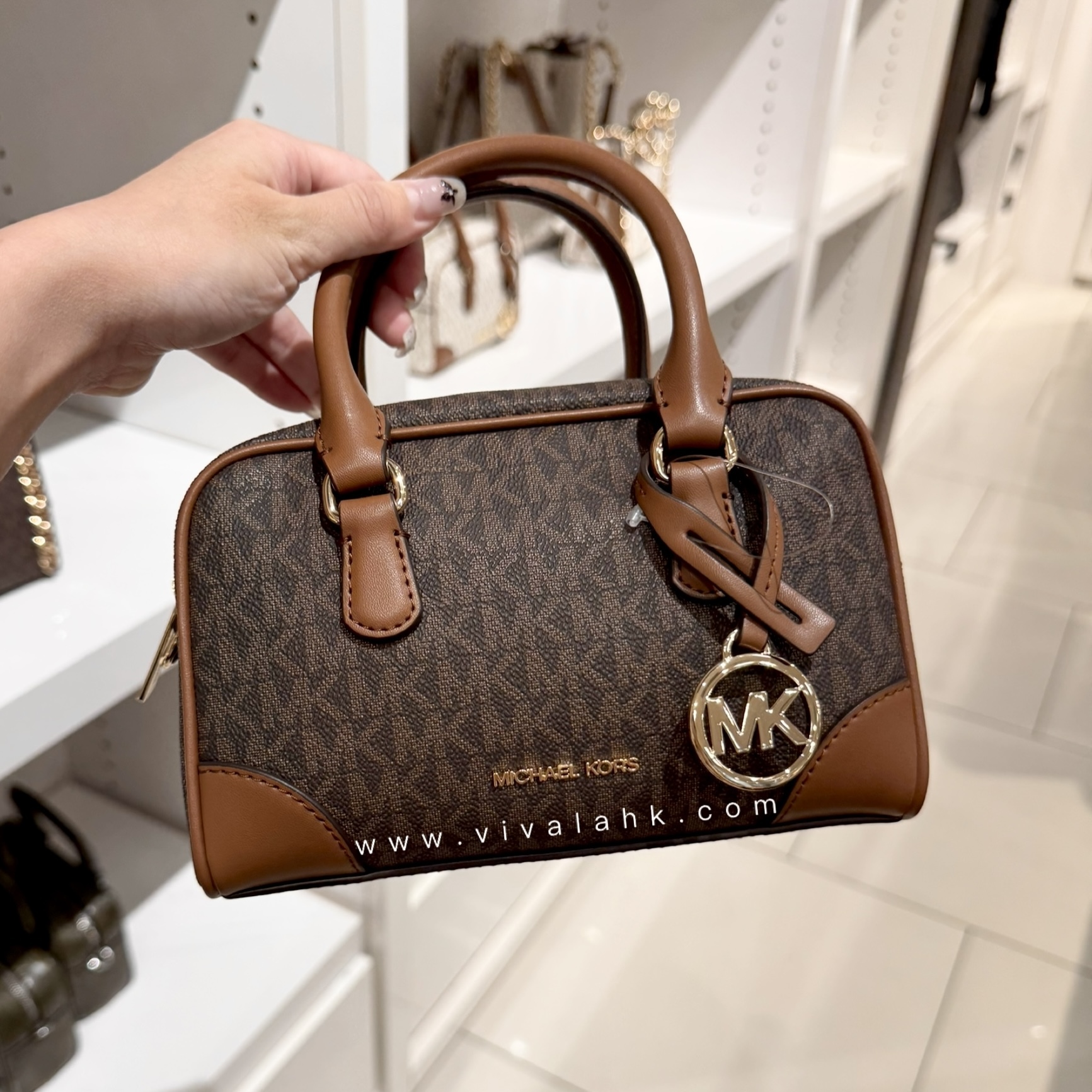 Michael Kors - Thompson 手提+斜孭多用袋 (MK字暗花) (XS) (35F5G7OC0B)