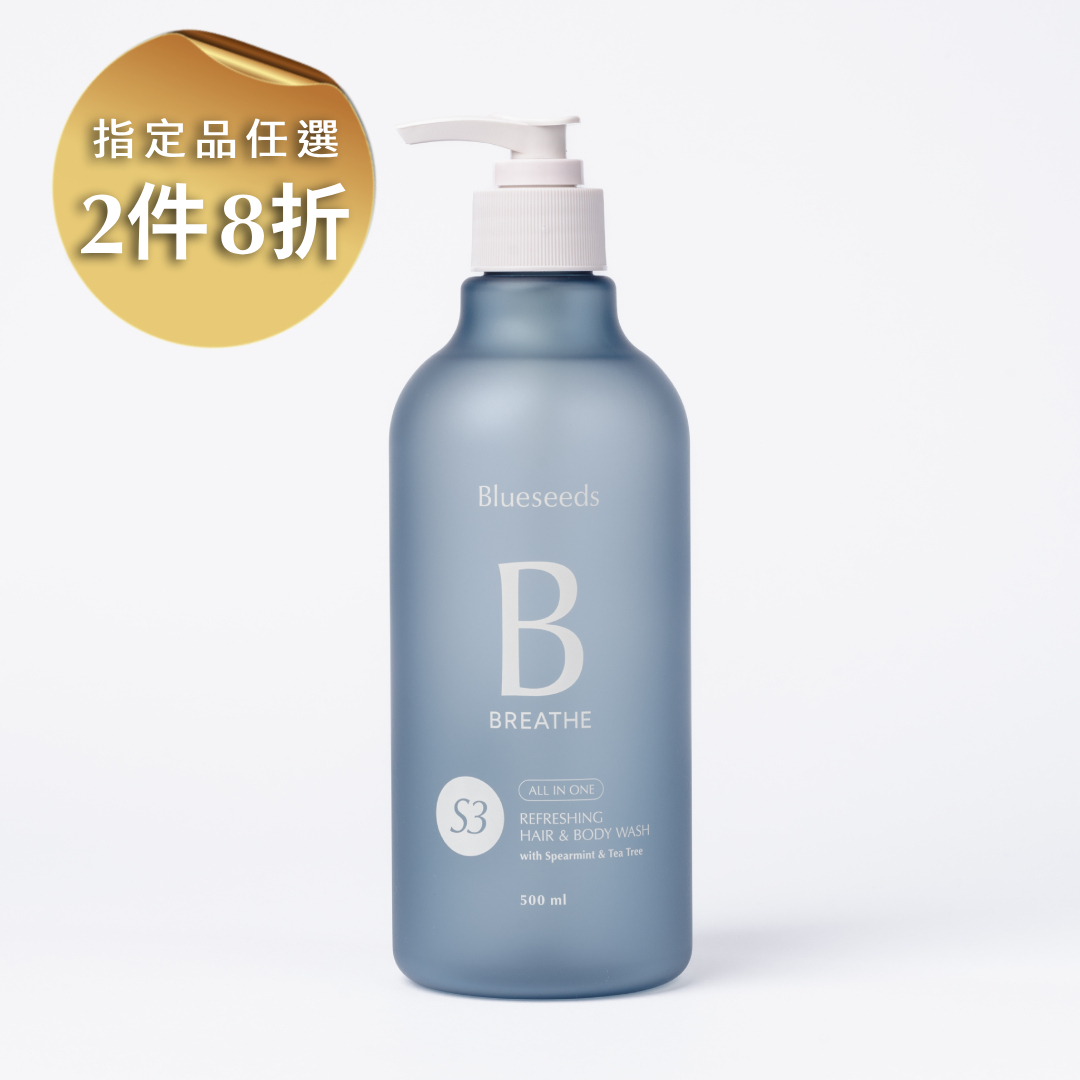 【新品上市】S3 薄荷茶樹全身舒爽潔淨露 500ml｜洗髮沐浴 All in one