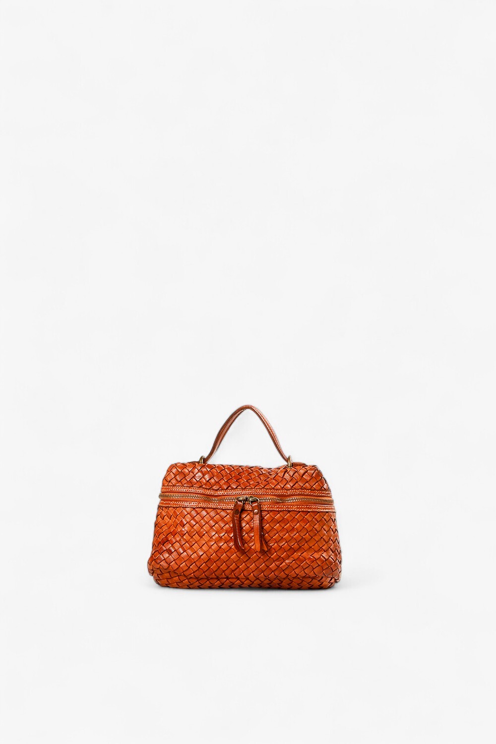 TRAMA 編織雙拉鍊漢堡包 棕色