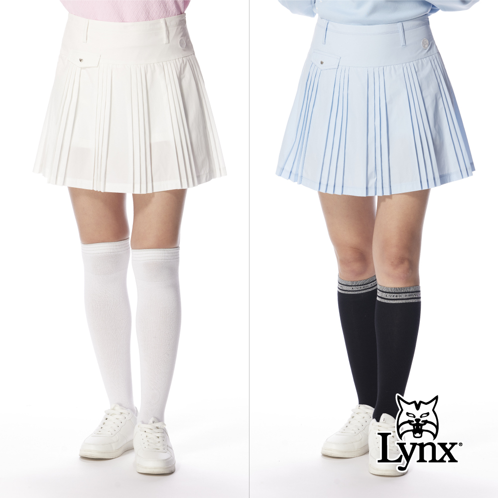 【Lynx Golf】女款間隔設計百褶小口袋裙